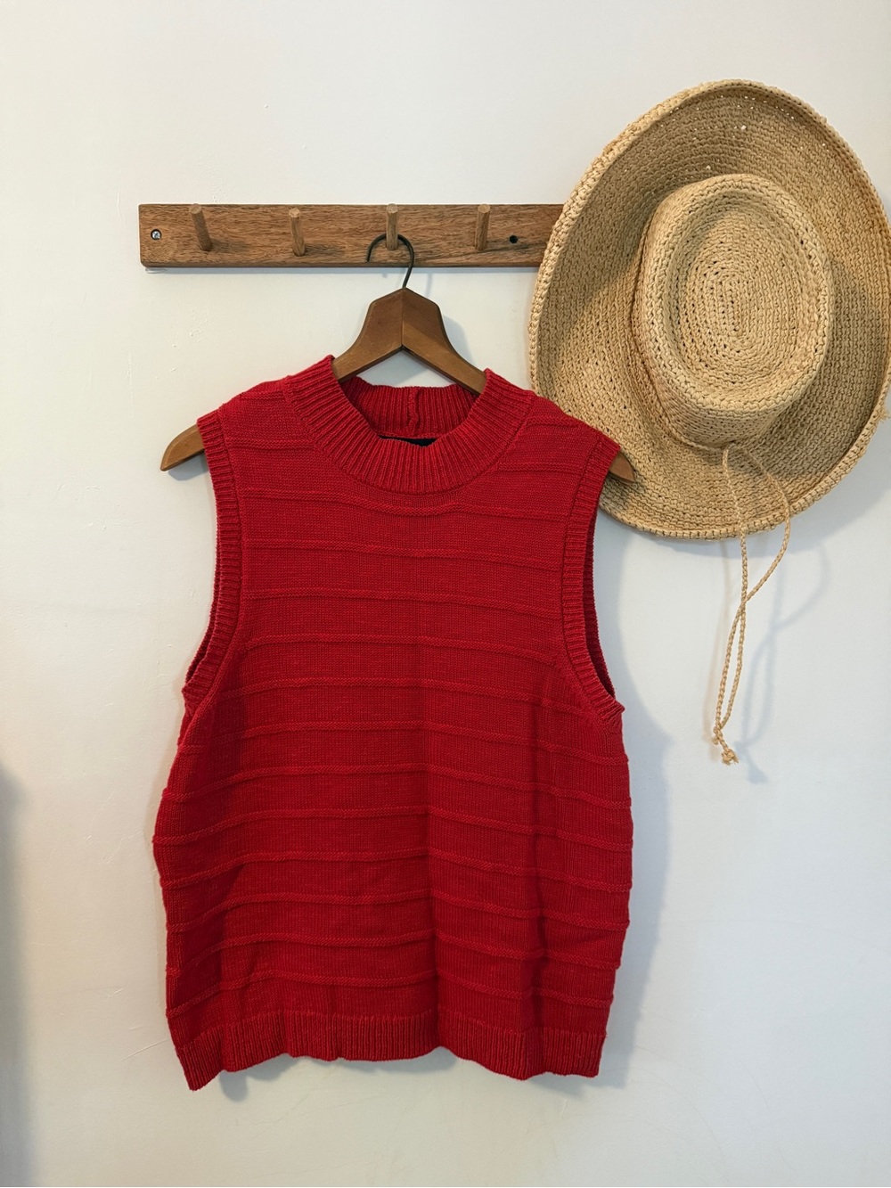 Sanctuary Red Ribbed Knit Sweater Vest